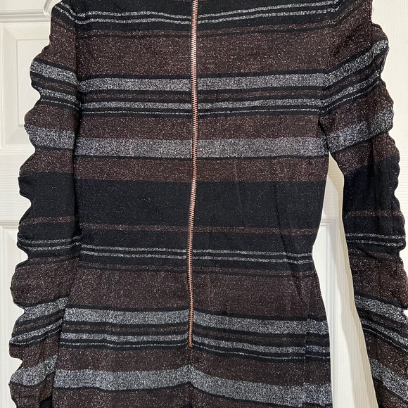 NWT TED BAKER SIMONA BLACK LUREX STRIPED BOW DETAIL DRESS SIZE TB 1 - Picture 12 of 13